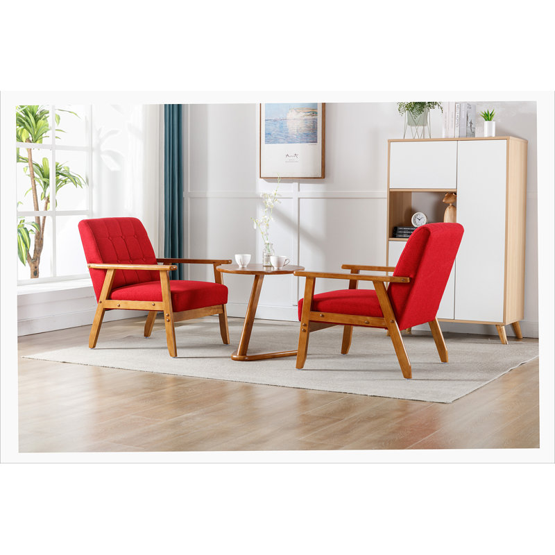 Mercer41 Accent Chairs Set of 2 with Side Table Mid Century Modern Accent Chair Wayfair